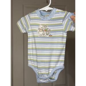 Vintage Disney Baby Winnie the Pooh & Tigger Striped Onesie 3 Months